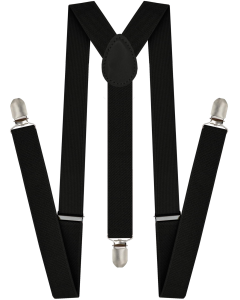 Mens Black Slim Suspenders - Strong Adjustable Clip On Braces for Weddings/Formals