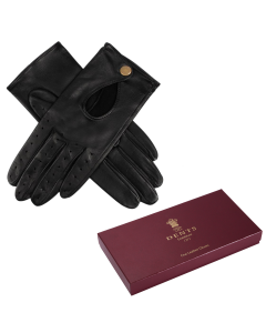 Dents Womens Premium Kangaroo Leather Unlined Driving Gloves - Black (w/ Gift Box)