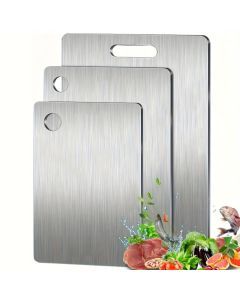 3x Titanium Stainless Steel Chopping Boards - Anti-Bacterial Mildew-Proof Cutting Board