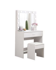 Levede Dressing Table Set Makeup Mirror Jewellery Organizer Cabinet 12 LED Bulb