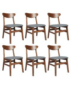 Levede 6x Dining Chairs Kitchen Chair Natural Wood Linen Fabric Cafe Lounge Seat
