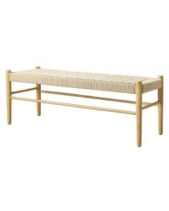 Levede 1x Wicker Bench Dining Chair Wooden Kitchen Natural Lounge Bedroom Cafe