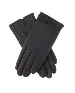 Dents Katrina Womens Soft Leather Gloves - Black (Folded Cuff Detail Warm Winter)