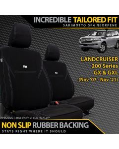 Razorback 4x4 GP4 Standard Neoprene 2x Front Seat Covers suitable for a Toyota Landcruiser 200 Series GX/GXL