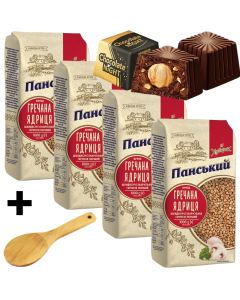 4kg Ukrainian Roasted Buckwheat Groats Kasha – 4 x 1kg Grechka + 10x AVK Chocolates + Free Spoon