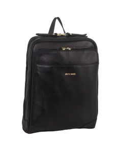 Pierre Cardin Womens Rustic Leather Backpack - Black (Travel Bag)