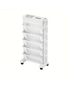 Bookshelf with Wheels and Storage Cart (6-Tier)