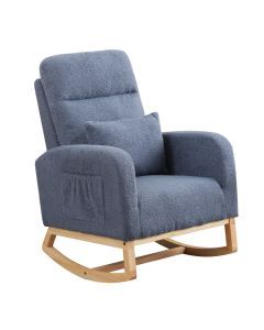 Levede Rocking Chair Nursery Cushion Armchair Lounge Sofa Ottoman Footstool Navy