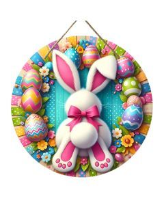 Vibrant Easter Bunny & Egg Wooden Garland Sign
