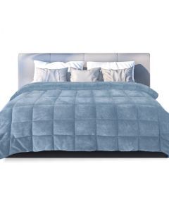 Dreamz Quilt Doona Comforter Blanket Velvet Winter Warm King Bedding Blue 500GSM