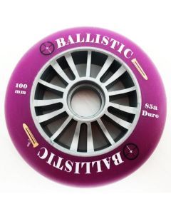 Ballistic 100mm Urethane Scooter Wheel Silver Plastic Core (Purple)