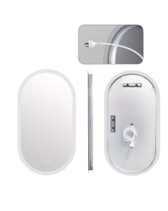 1-Piece Oval Backlit LED Bathroom Mirror with Anti-Fog