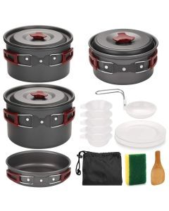 14-in-1 Outdoor Camping Cookware Kit Brown