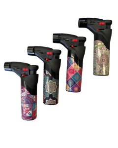 1x Jet Gas Lighter Torch Gun Gas w/ Refillable Butane & Safety Lock - Assorted Colours