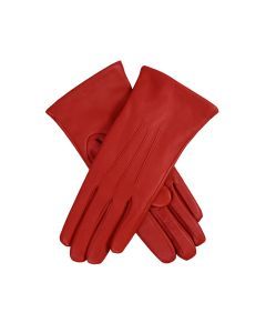 Dents Womens Cashmere Lined Touchscreen Leather Gloves in Berry