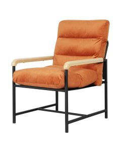 Levede Metal Accent Armchair Velvet Lounge Cushion Sturdy Frame Wooden handrail