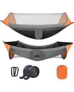 2-Person Camping Hammock with Mosquito Net & Straps (Orange)