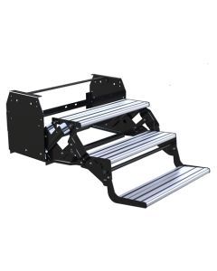 Triple Black Steel Caravan Step with Aluminium Tread