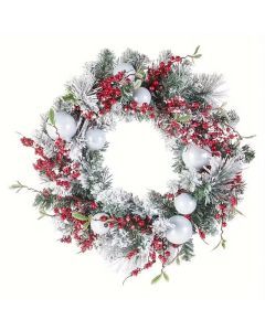 Artificial Christmas Wreath Green with Red Berries
