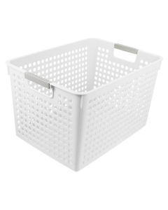 16x Premium Plastic Storage Baskets Bulk w/ Grip Handles 35*25.5*21cm