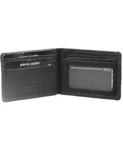 Pierre Cardin Mens RFID Slim Genuine Italian Leather Wallet - Black (w/ Gift Box)