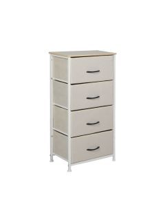 Levede Storage Cabinet Tower Chest of Drawers Dresser Tallboy 4 Drawer Beige