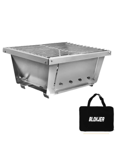 304 Stainless Steel Folding BBQ Grill Camping Stove Silver