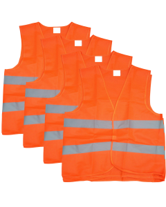 10x Hi Vis Orange Safety Vest Bulk Pack - Reflective Tape Workwear for Night & Day Bulk Pack (One Size)