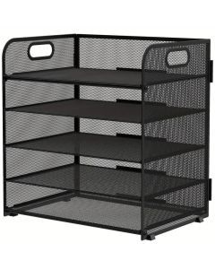 Black Mesh Desktop File Organizer - 5-Layer, Portable and Sleek Design