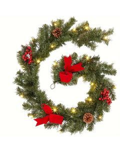 Twinkling Tidings: LED-lit Christmas Rattan Garland