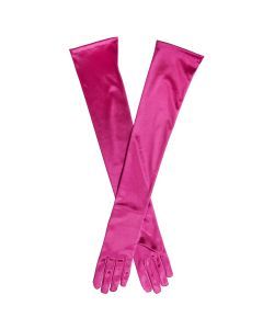 Dents Womens Long Opera Satin Gloves in Fuchsia