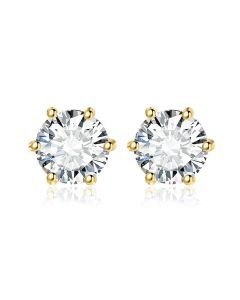 Earrings Stud Round 5A Zirconia for Women (Gold)