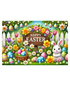 Easter Bunny & Eggs Fabric Backdrop