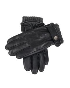 Dents Mens Wool Blend Lined Touchscreen Leather Gloves - Black