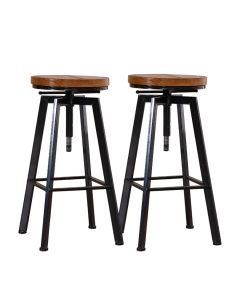 Levede 2x Bar Stools Industrial Kitchen Stool Wooden Barstools Swivel Chairs