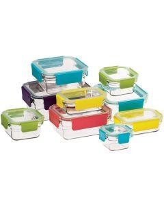 9 Piece Glasslock Tempered Glass Food Storage Container Set - Clear (Oven Safe)