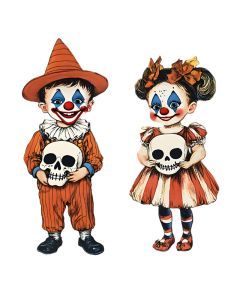 Vintage Halloween Yard Decorations Boy & Girl Set