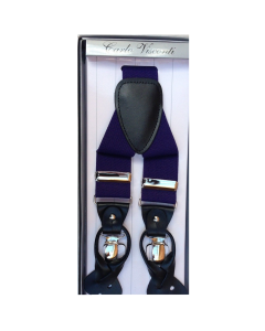 Mens Dark Purple Premium Convertible Suspenders - Adjustable Clip On Elastic Y-Back Braces