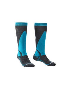 Bridgedale Ski Snow Socks Midweight Merino Wool Performance in Gunmetal/Blue Size XL