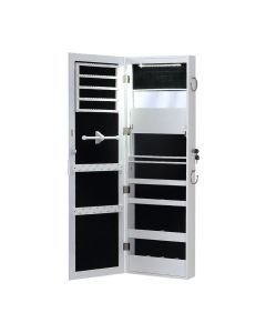 Levede Mirror Jewellery Cabinet Jewelry Box Wall Mounted Hang Over LED White