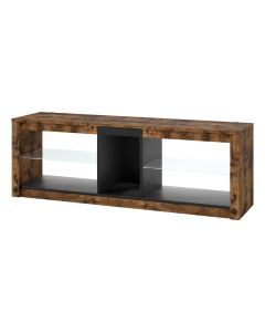 Levede TV Unit Stand Cabinet Glass Display Storage Shelves RGB LED Lights 140cm