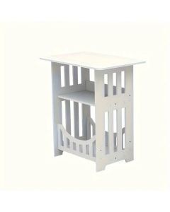Plastic Side Table with Shelves - White