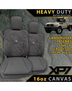 Razorback 4x4 XP7 Heavy Duty Canvas 2x Front Seat Covers suitable for a Toyota Landcruiser 79 Series Single Cab (In Stock)