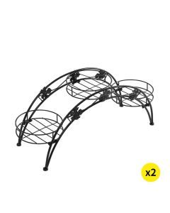 2X Plant Stand Outdoor Indoor Metal Black Flower Pot Shelf Garden Corner Shelves