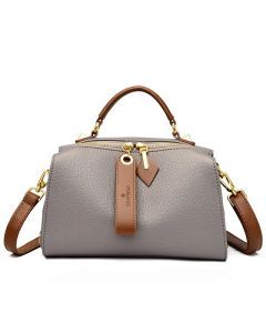 Crossbody Tote Bag Solid PU Leather Shoulder Women (Gray)