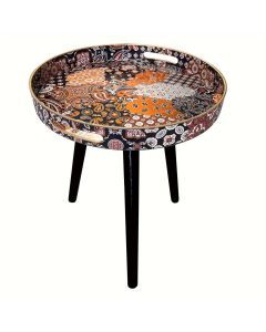 Boho-Chic Blue Coffee Table with Tray