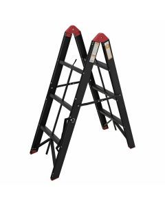 Black 3 step aluminium collapsible box ladder with carry bag