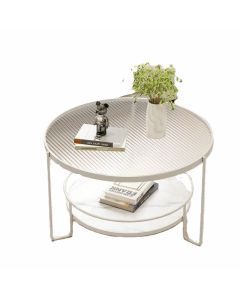 Round Tempered Glass Coffee Table- white Frame+Changhong Glass