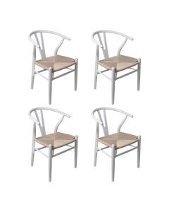 Levede 4x Dining Chairs Wooden Hans Wegner Chair Wishbone Chair Cafe Lounge Seat