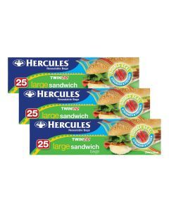 Hercules Large Sandwich Bags 25pk x3